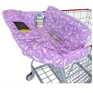 Purple Unicorn Rainbow Kids Shopping Cart Or High Chair Cover with Safety Strap
